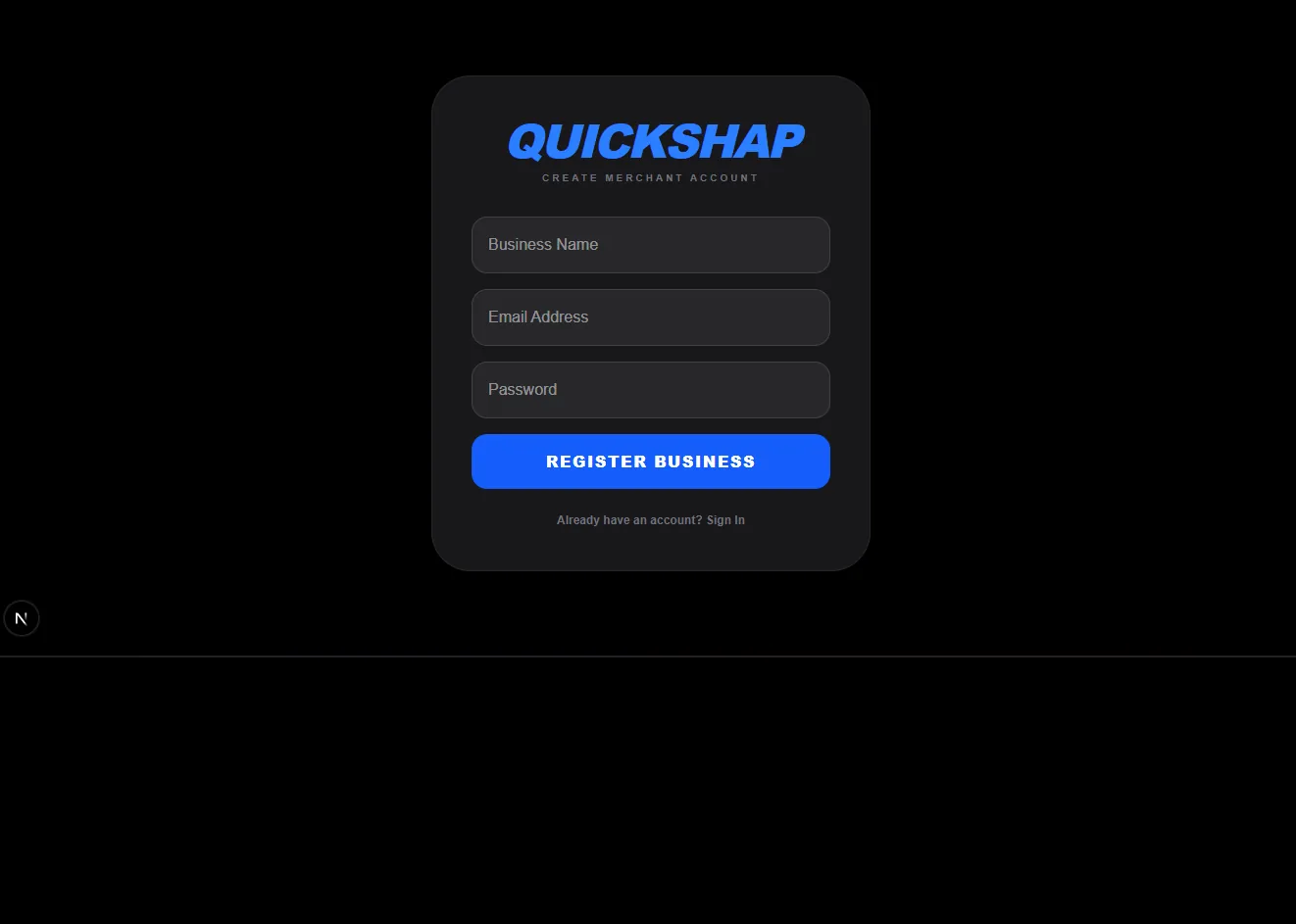 QuickShap merchant registration